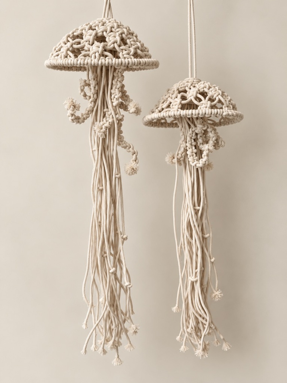 Handcrafted Macrame Jellyfish Wall Hanging — Natural Cream